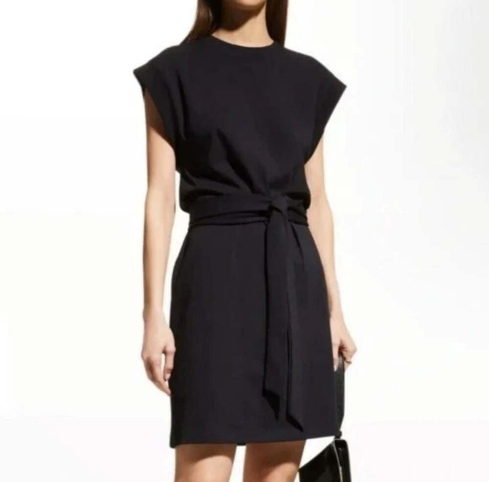 Vince Tie Waist Casual Dress Women's L Black Comfy Minimalist Vacation Office